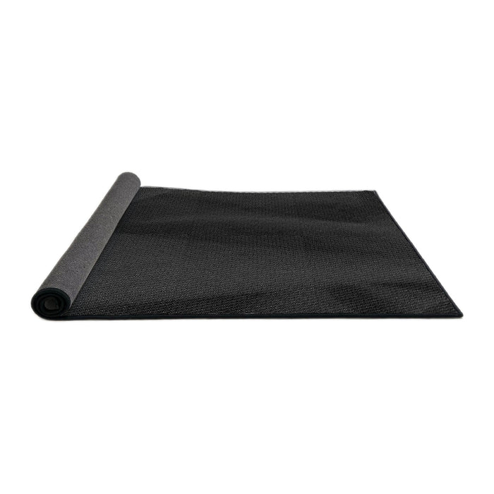 Thickness of Patterned Black Novelty Rug, pat536