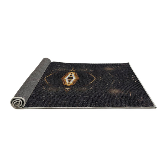 Thickness of Patterned Black Novelty Rug, pat539