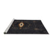 Serging Thickness of Machine Washable Transitional Black Rug, wshpat539