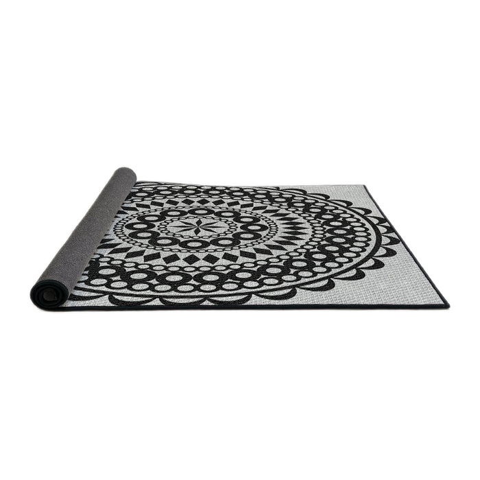 Thickness of Patterned Charcoal Black Novelty Rug, pat543