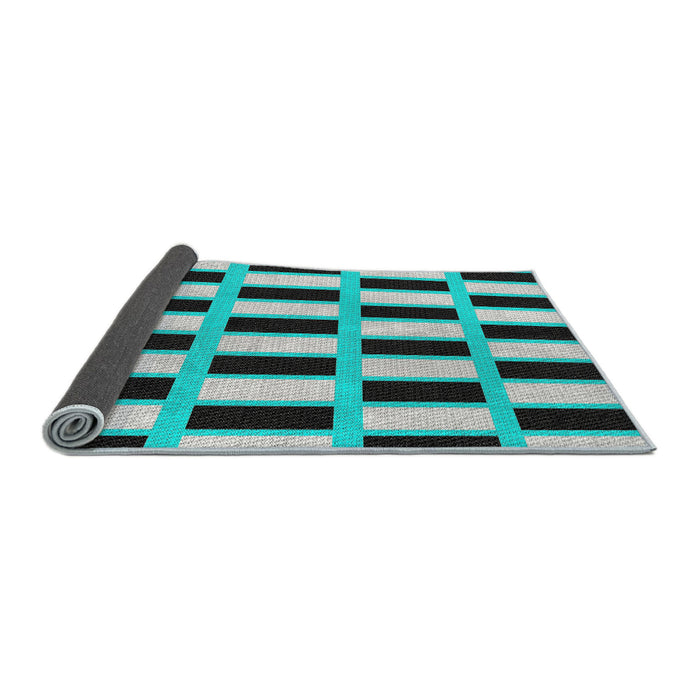 Thickness of Patterned Blue Zircon Blue Novelty Rug, pat544