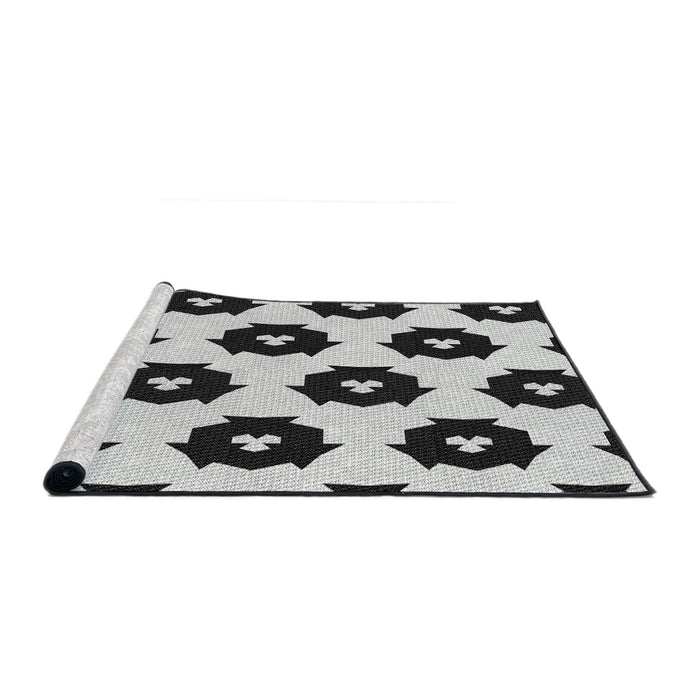 Serging Thickness of Machine Washable Transitional Platinum Gray Rug, wshpat548