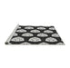 Serging Thickness of Machine Washable Transitional Charcoal Black Rug, wshpat549