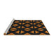 Serging Thickness of Machine Washable Transitional Brown Rug, wshpat555