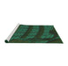 Serging Thickness of Machine Washable Transitional Dark Forest Green Rug, wshpat560