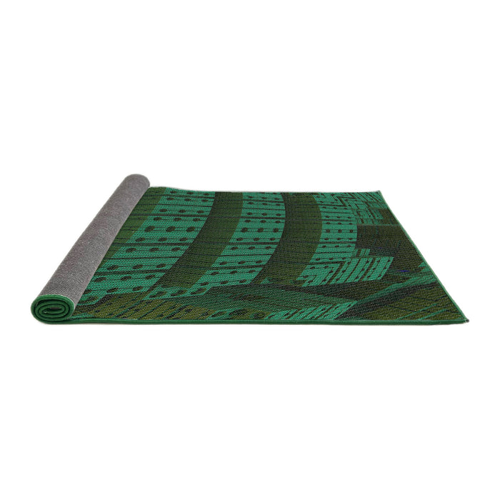 Thickness of Patterned Dark Forest Green Novelty Rug, pat560