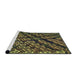 Serging Thickness of Machine Washable Transitional Brass Green Rug, wshpat562