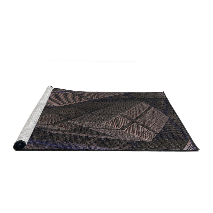 Serging Thickness of Machine Washable Transitional Midnight Gray Rug, wshpat564