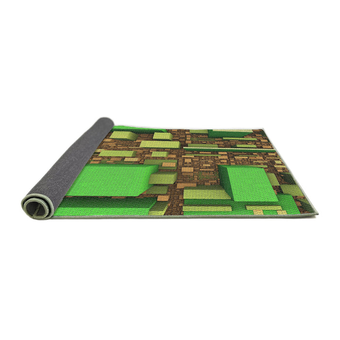 Thickness of Patterned Green Novelty Rug, pat566