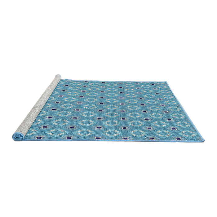 Serging Thickness of Machine Washable Transitional Blue Rug, wshpat567