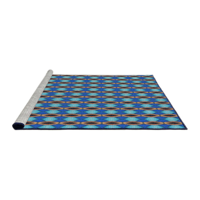 Serging Thickness of Machine Washable Transitional Macaw Blue Green Rug, wshpat573