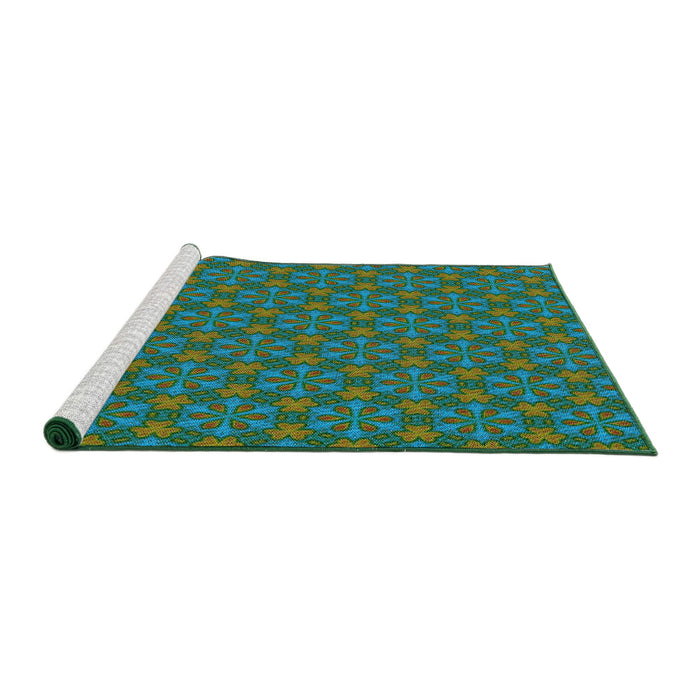 Serging Thickness of Machine Washable Transitional Light Sea Green Rug, wshpat574