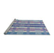 Serging Thickness of Machine Washable Transitional Slate Blue Rug, wshpat576