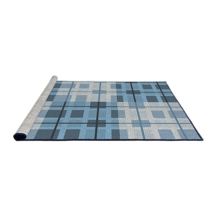 Serging Thickness of Machine Washable Transitional Jeans Blue Rug, wshpat579