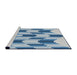 Serging Thickness of Machine Washable Transitional Coral Blue Rug, wshpat581