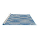 Serging Thickness of Machine Washable Transitional Steel Blue Rug, wshpat583