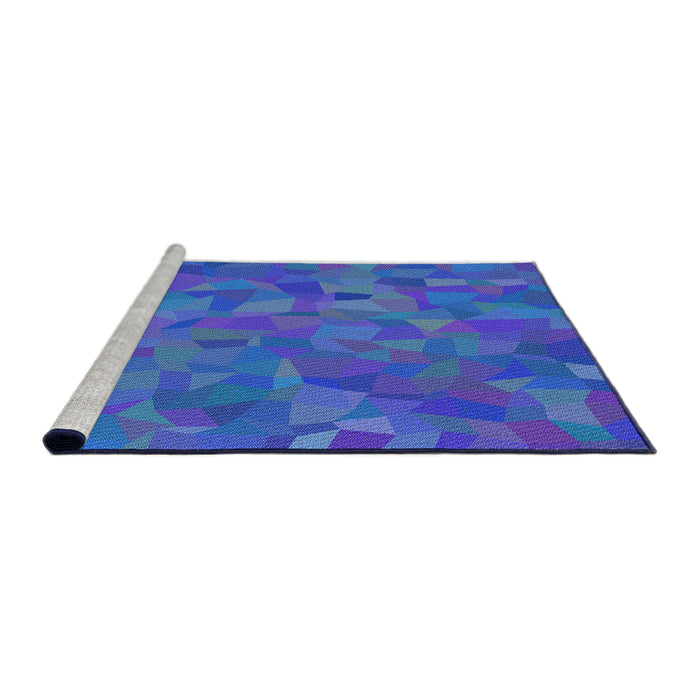Serging Thickness of Machine Washable Transitional Blue Orchid Blue Rug, wshpat588