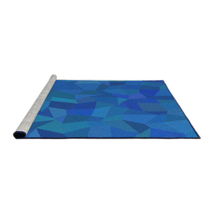 Serging Thickness of Machine Washable Transitional Blue Rug, wshpat590