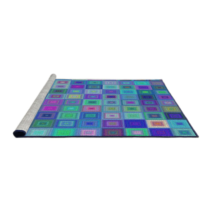 Serging Thickness of Machine Washable Transitional Sapphire Blue Rug, wshpat592
