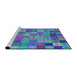 Serging Thickness of Machine Washable Transitional Sapphire Blue Rug, wshpat592