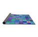 Thickness of Patterned Sapphire Blue Modern Rug, pat592