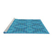 Serging Thickness of Machine Washable Transitional Diamond Blue Rug, wshpat594