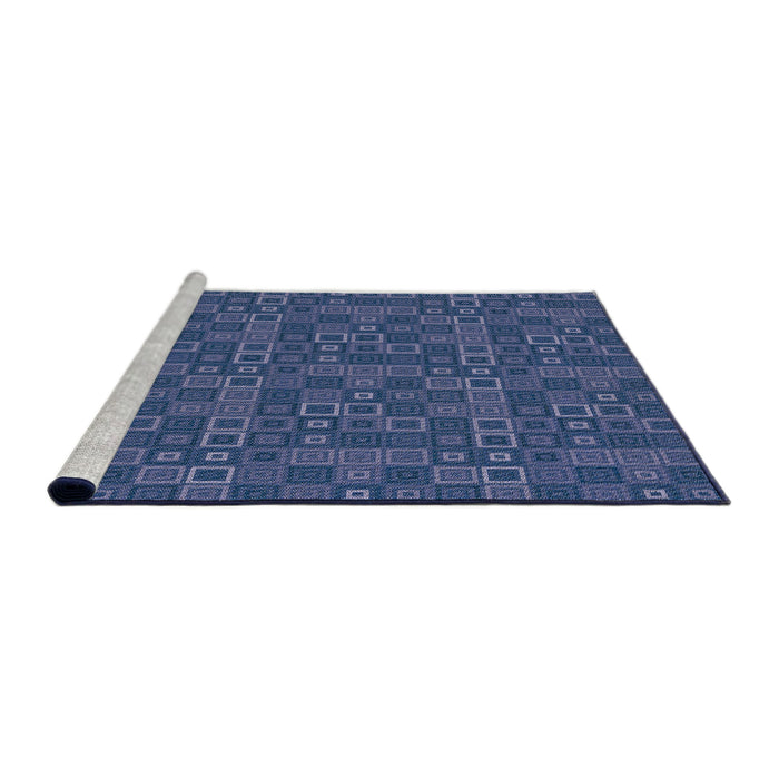 Serging Thickness of Machine Washable Transitional Blue Rug, wshpat599