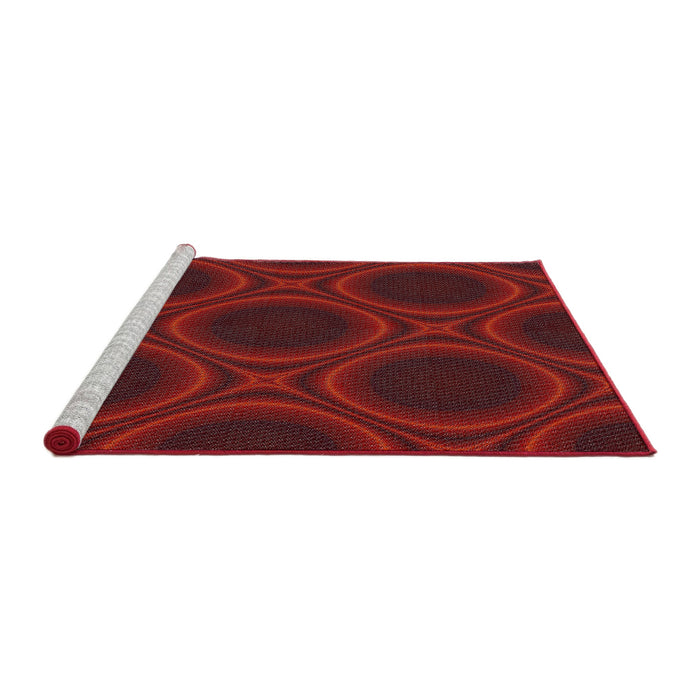 Serging Thickness of Machine Washable Transitional Crimson Red Rug, wshpat60