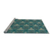 Serging Thickness of Machine Washable Transitional Medium Teal Green Rug, wshpat600