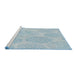 Serging Thickness of Machine Washable Transitional Koi Blue Rug, wshpat602