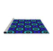 Serging Thickness of Machine Washable Transitional Navy Blue Rug, wshpat607