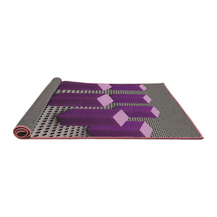Thickness of Patterned Plum Purple Novelty Rug, pat613
