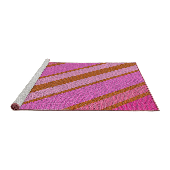 Serging Thickness of Machine Washable Transitional Pink Rug, wshpat636