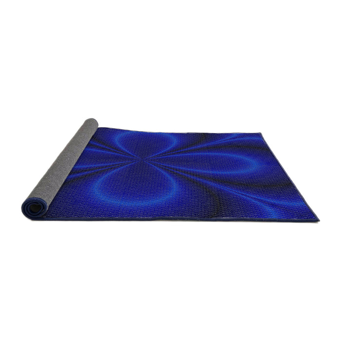 Thickness of Patterned Earth Blue Novelty Rug, pat64