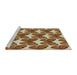 Serging Thickness of Machine Washable Transitional Saddle Brown Rug, wshpat652