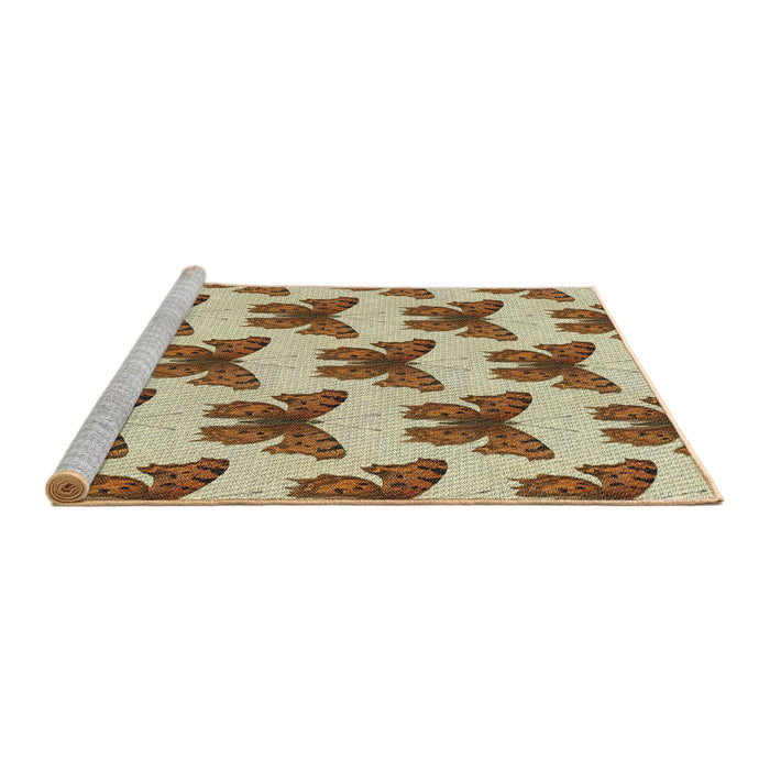 Serging Thickness of Machine Washable Transitional Saddle Brown Rug, wshpat653