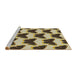 Serging Thickness of Machine Washable Transitional Brown Gold Rug, wshpat654