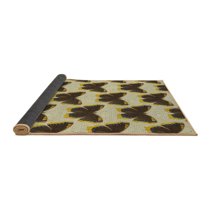 Thickness of Patterned Brown Gold Novelty Rug, pat654