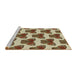 Serging Thickness of Machine Washable Transitional Saddle Brown Rug, wshpat655