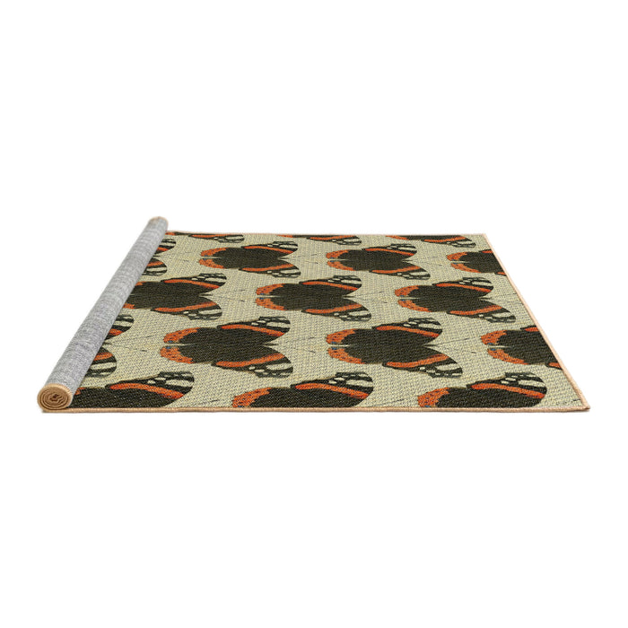 Serging Thickness of Machine Washable Transitional Brown Rug, wshpat656