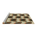 Serging Thickness of Machine Washable Transitional Brown Rug, wshpat656