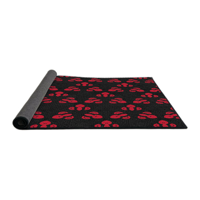 Thickness of Patterned Red Novelty Rug, pat661