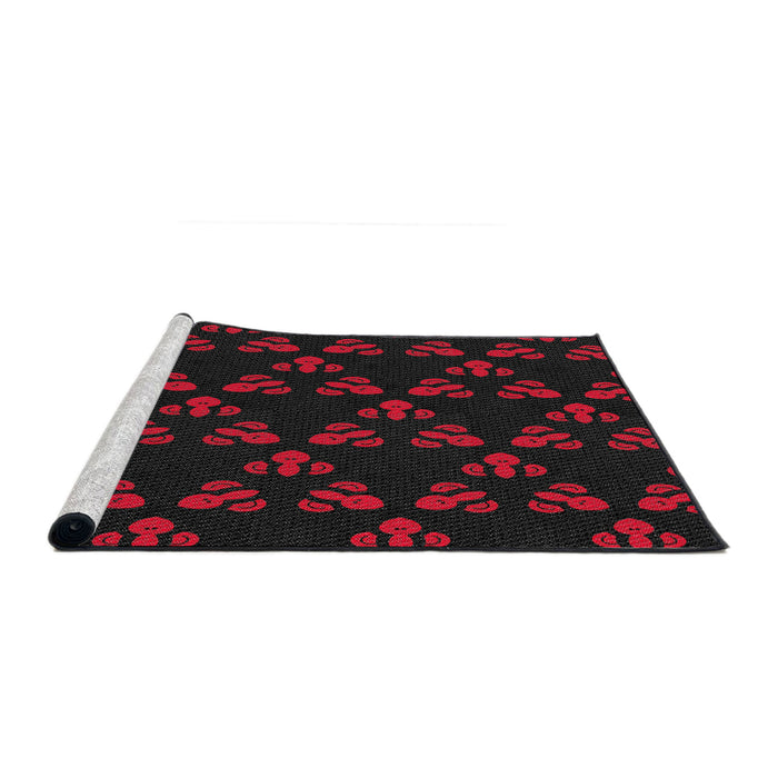 Serging Thickness of Machine Washable Transitional Red Rug, wshpat661