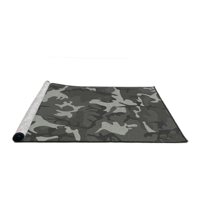 Serging Thickness of Machine Washable Transitional Gunmetal Gray Rug, wshpat666