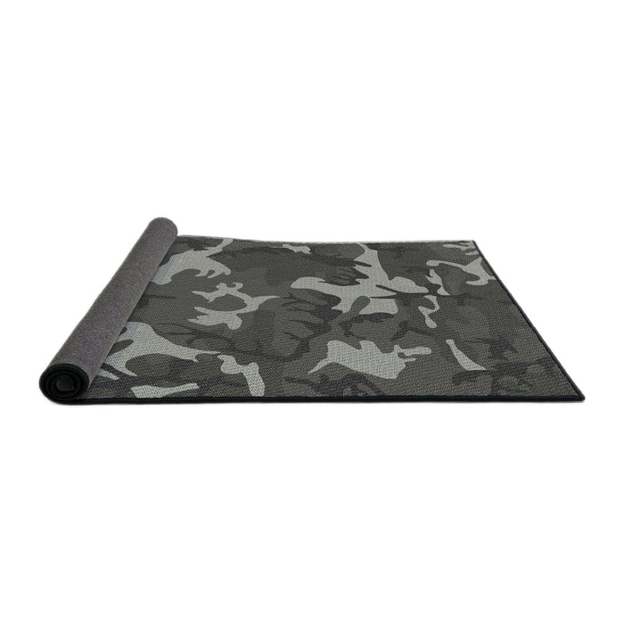 Thickness of Patterned Gunmetal Gray Novelty Rug, pat666