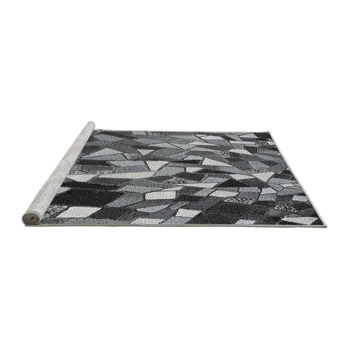 Serging Thickness of Machine Washable Transitional Dark Gray Rug, wshpat674