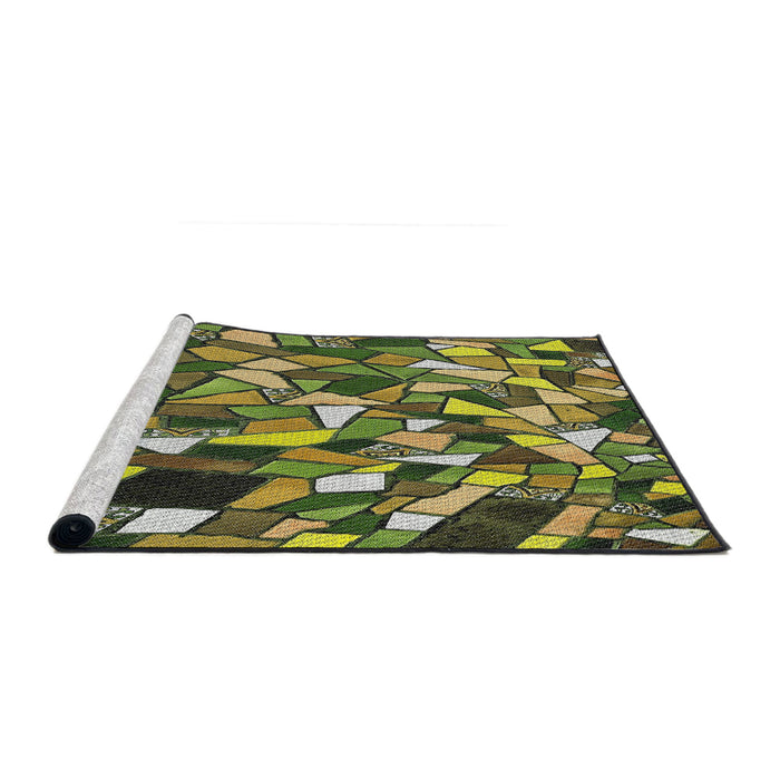 Serging Thickness of Machine Washable Transitional Avocado Green Rug, wshpat677
