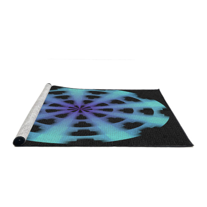 Serging Thickness of Machine Washable Transitional Midnight Gray Rug, wshpat683