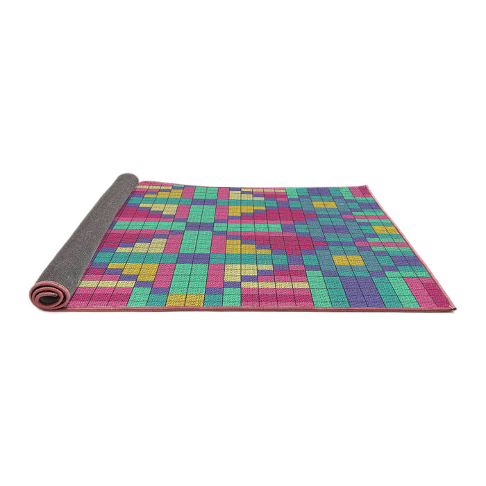 Thickness of Patterned Pink Plum Purple Novelty Rug, pat687