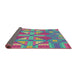 Thickness of Patterned Pink Plum Purple Novelty Rug, pat687